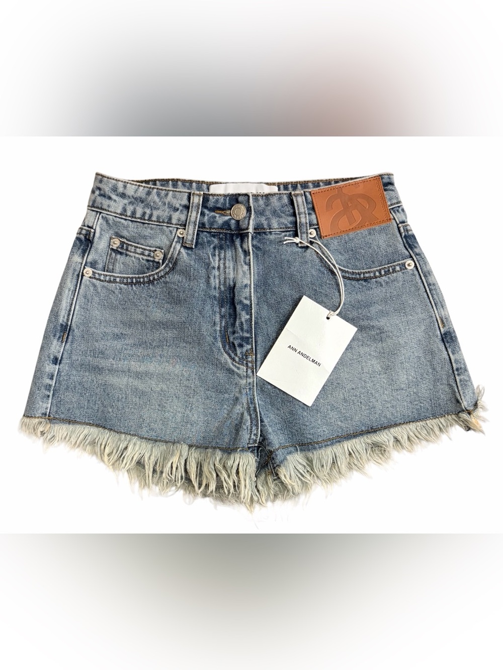 ANN ANDELMAN HIGH WAISTED DENIM SHORTS WITH FRAYED HEM NWT